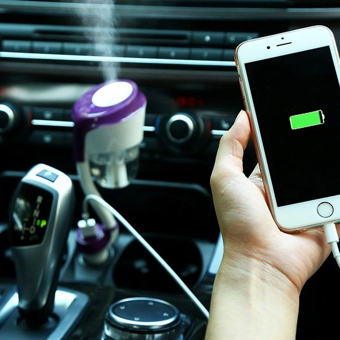 Thunder Car Air Humidifier with Dual USB Charger Port, Aromatherapy Essential Oil Aroma Diffuser, Air Purify with... N15