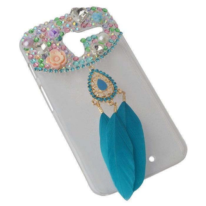 HTC Desire 626 Case,Yaheeda 3D Pearls Sparkle Plume Feather Chain Fashion Bling PC Hard Case for HTC Desire 626 N22