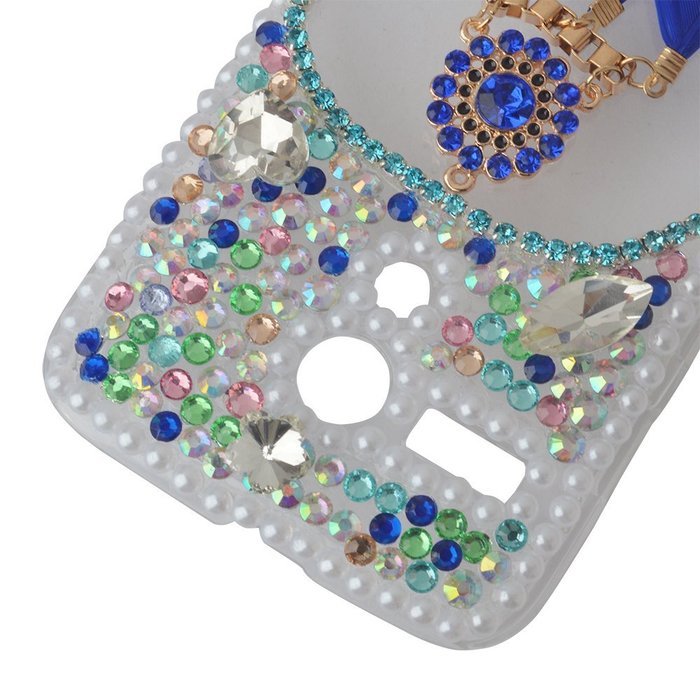 HTC Desire 626 Case,Yaheeda 3D Pearls Sparkle Plume Feather Chain Fashion Bling PC Hard Case for HTC Desire 626 N27