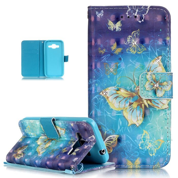 Galaxy Core Prime Case,ikasus Shiny Glitter Diamond Colorful Art Painting PU Leather Flip Wallet Pouch Stand Credit...
