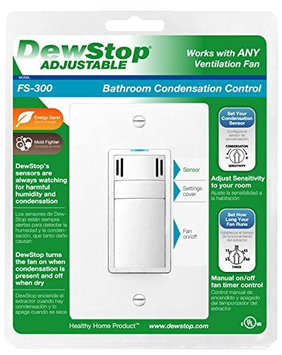 DewStop FS-300-W1 Adjustable Bathroom Fan Control Switch, White