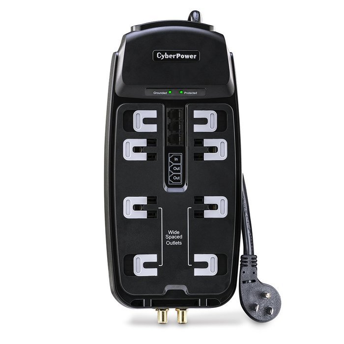 CyberPower CSHT808TC Home Theater 8Outlets Surge Suppressor 8FT Cord