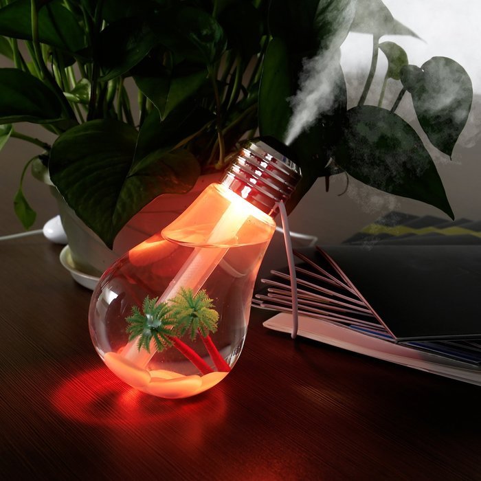 SCS ETC USB Powered Color Changing Cool Mist Bulb Humidifier-400mL Capacity-Super Quiet Operation-7 Color Nightlight N9