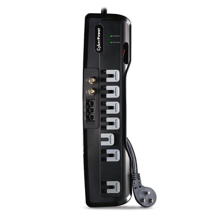 CyberPower CSHT808TC Home Theater 8-Outlets Surge Suppressor 8FT Cord and AV protection 2850 Joules N4