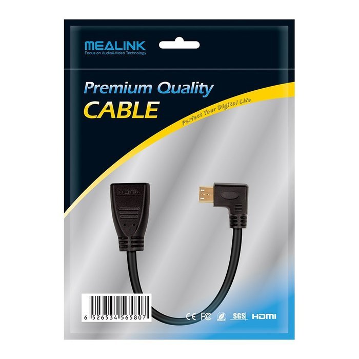 MEALINK High Speed 90 Degree Mini HDMI To HDMI Female Cable Adapter HDMI Ver1.4 3D for Digital Camera Tablet 15CM... N3