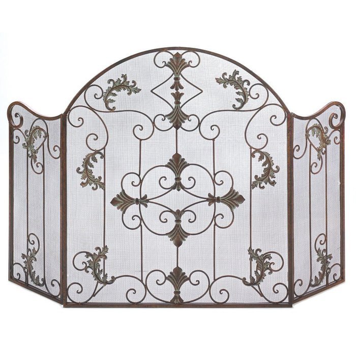 Gracelove Antique Style Wrought Iron Italian Design Folding Fireplace Screen N2