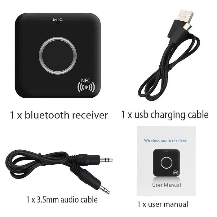 JINSER Wireless Bluetooth 4.1 Audio Receiver 3.5mm AUX Double Audio Bluetooth Handsfree Function and Wireless...