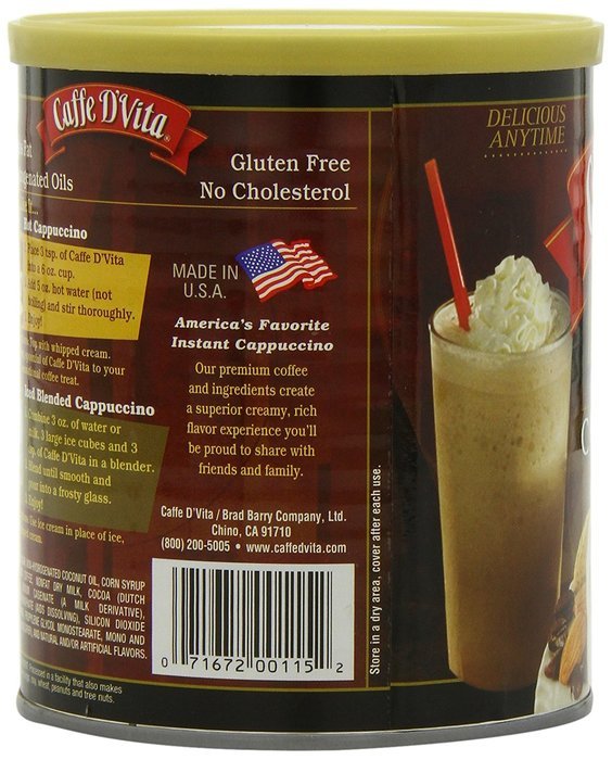 Caffe D'Vita Amaretto Instant Cappuccino, 16-Ounce Canisters (Pack of 6) N34