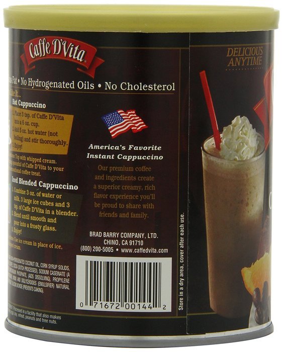 Caffe D'Vita Amaretto Instant Cappuccino, 16-Ounce Canisters (Pack of 6) N37