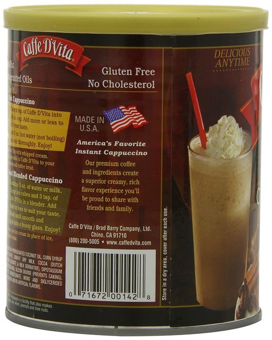 Caffe D'Vita Amaretto Instant Cappuccino, 16-Ounce Canisters (Pack of 6) N43