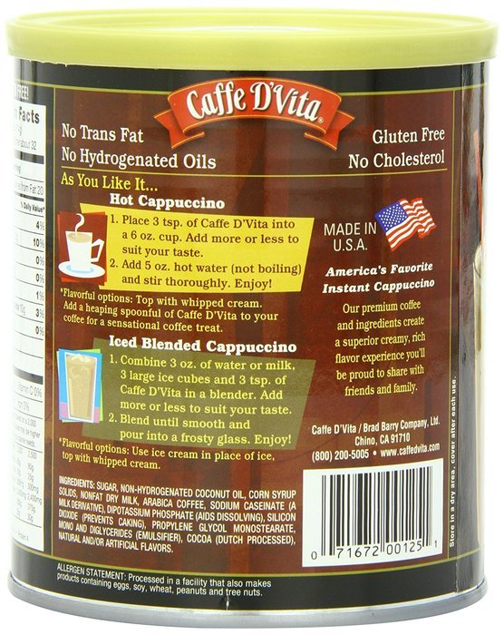 Caffe D'Vita Amaretto Instant Cappuccino, 16-Ounce Canisters (Pack of 6) N45