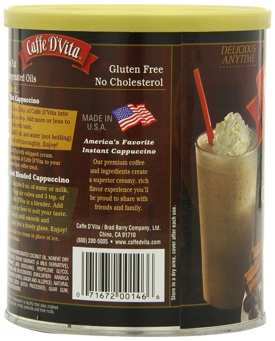 Caffe D'Vita Amaretto Instant Cappuccino, 16-Ounce Canisters (Pack of 6) N51