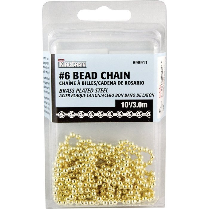 Bead Chain -&nbsp;10Ft.L, #6 Size, Brass