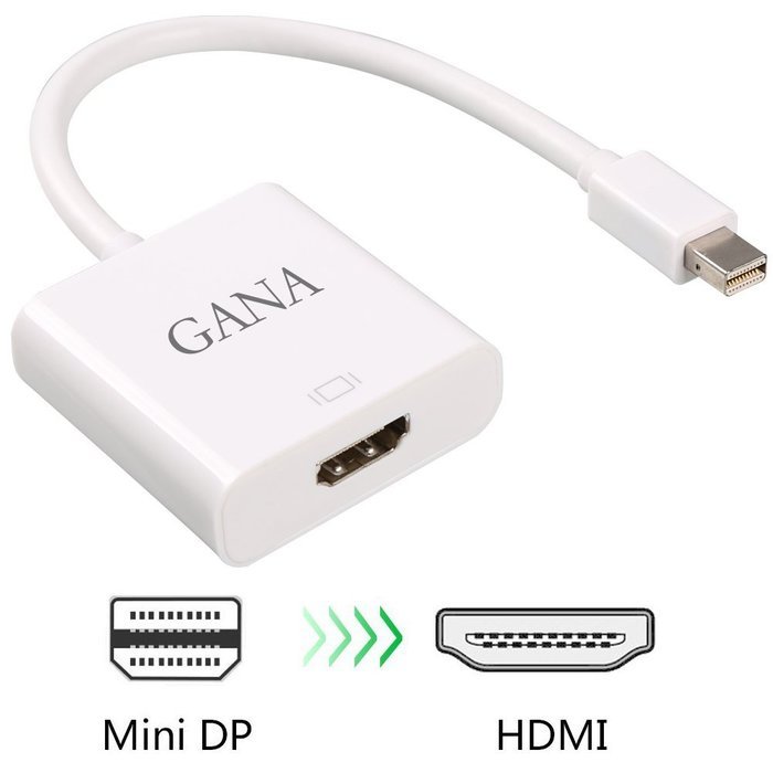 GANA Mini DisplayPort (DP) Male To Female Adapter Cable (Mini DP to HDMI 10ft Black) N11