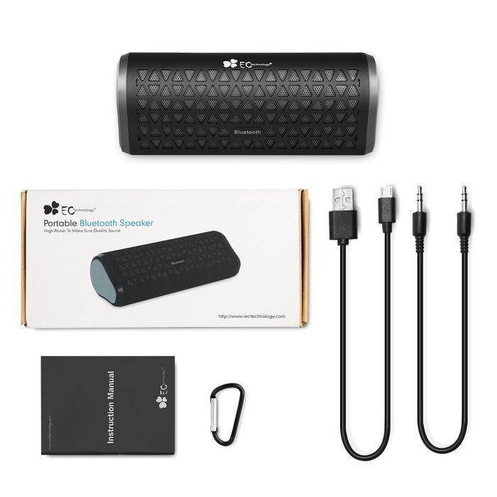 EC Technology 6W Bluetooth Speaker, up to 10 Hours Playtime for Smartphones, PC - Black N2