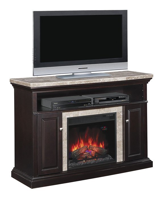 ClassicFlame 23MM1424-X445 Brighton TV Stand for TVs up to 60", Coffee Black (Electric Fireplace Insert sold separately)