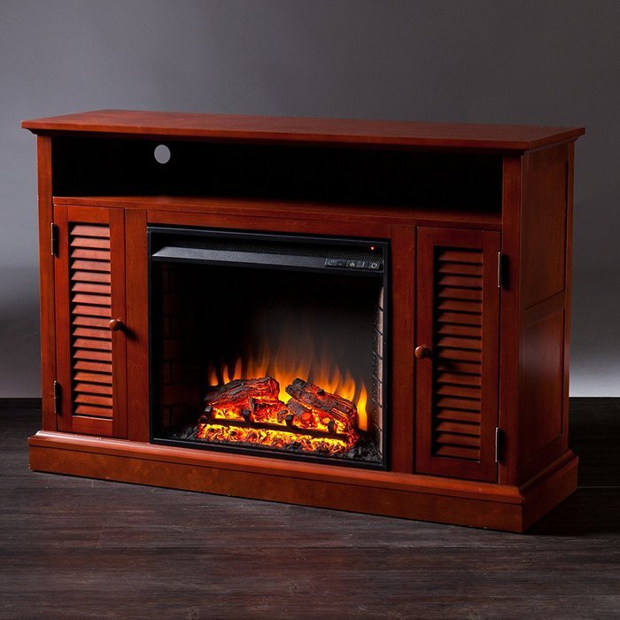 Southern Enterprises Buckhead Media Console Fireplace - Classic Mahogany N4