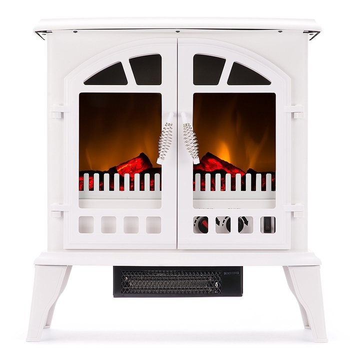 Jasper Free Standing Electric Fireplace Stove - 25 Inch Black Portable Electric Vintage Fireplace with Realistic... N2