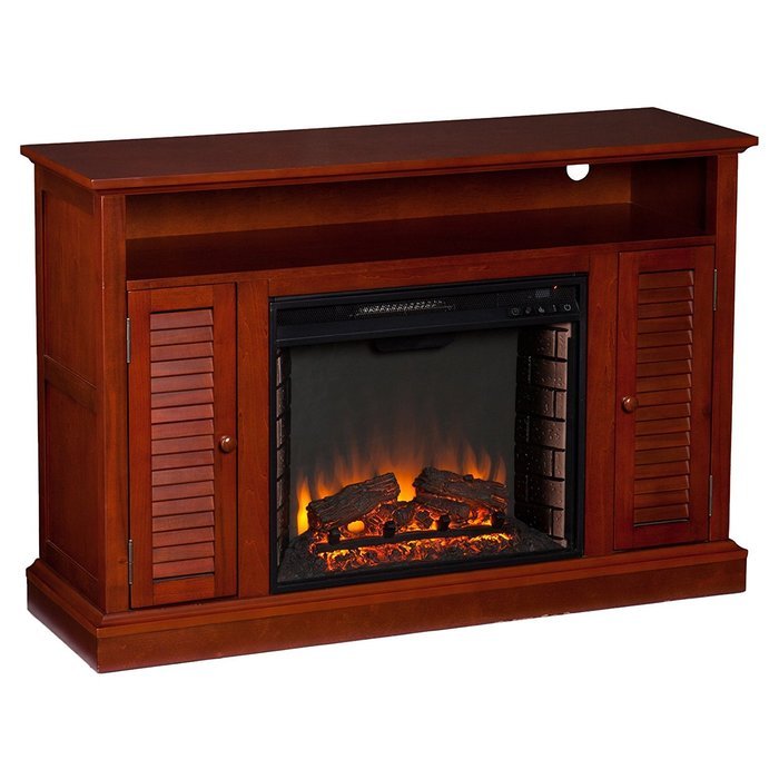 Southern Enterprises Buckhead Media Console Fireplace - Classic Mahogany N5