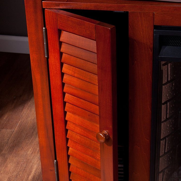 Southern Enterprises Buckhead Media Console Fireplace - Classic Mahogany N6