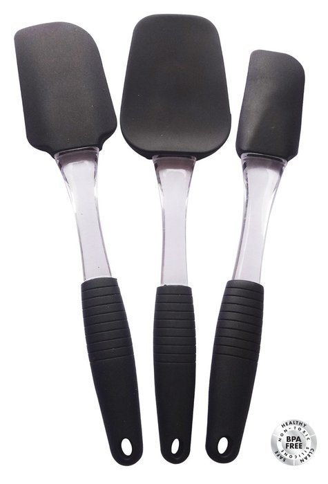 Silicone Spatula By KUM&KUM 3 pcs Set spatula spoon, turner, small with Premium Silicone grip, Heat Resistant...