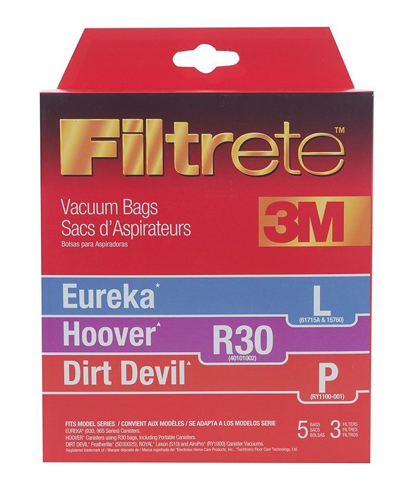 Filtrete Hoover R30 plus MicroAllergen Bags, 5 Bags and 3 Filters Per Pack