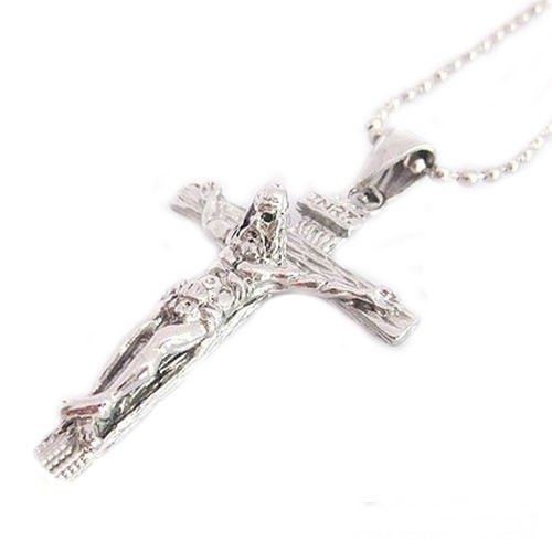 Men's Hot Chic Trendy Stainless Steel Silver Jesus Cross Chain Pendant Necklace