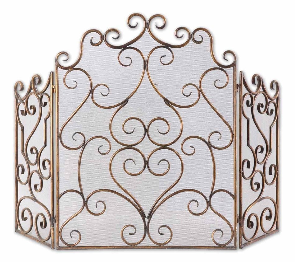 Designer Bronze Scroll Firescreen