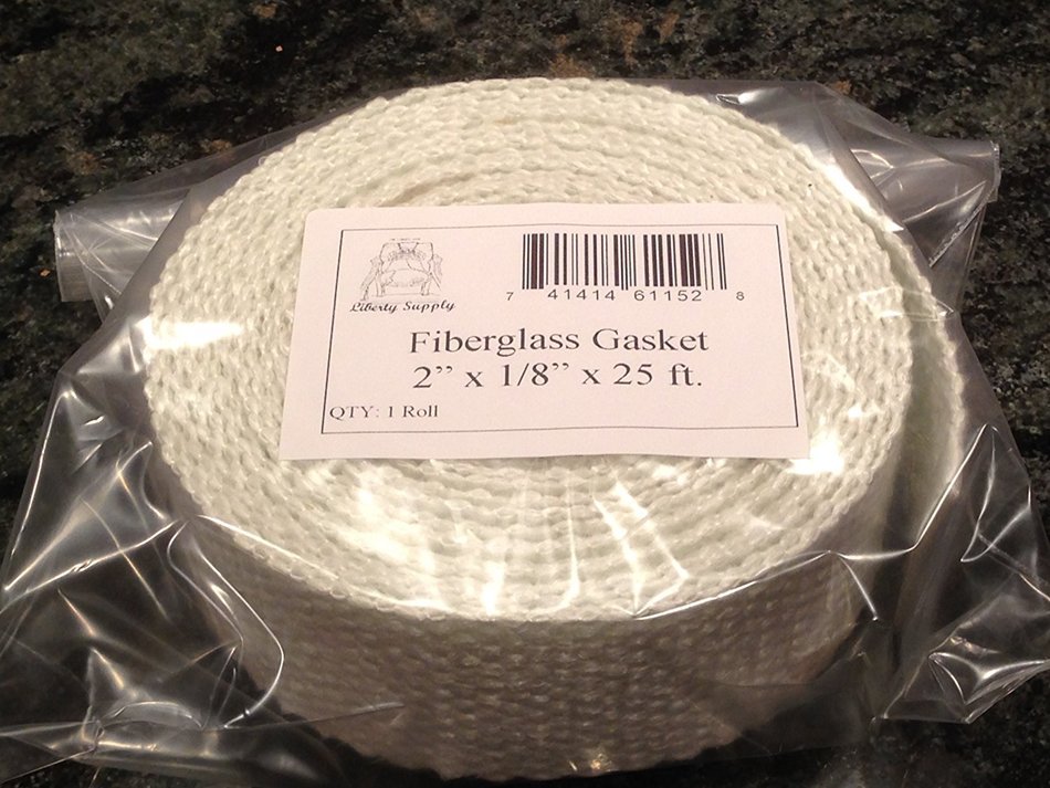 Flat Gasket Braided Fiberglass Rope 1/8" Thick x 2" Wide x 25' Roll. Wood Stove Door, Arch Pan, Oil Furnace