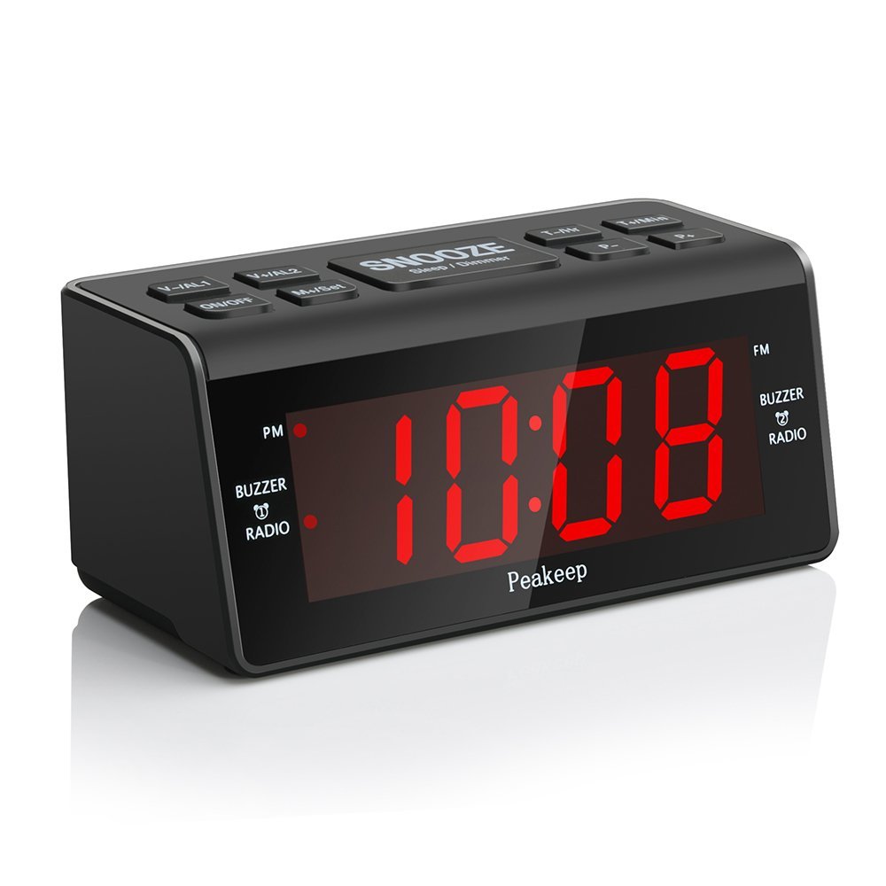 Peakeep Alarm Clock AM FM Radio with Dual Alarm, Snooze and Sleep Timer ...