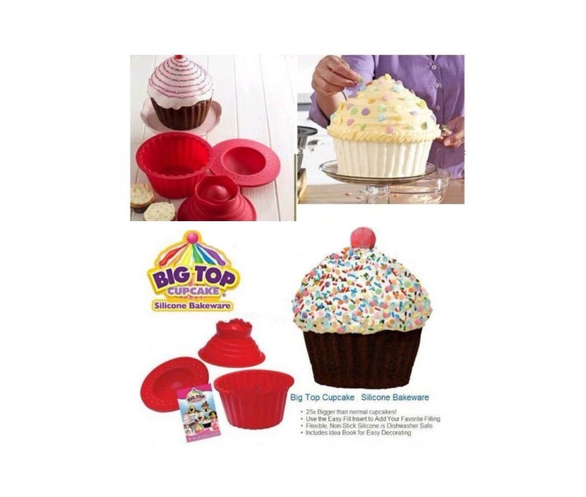 3 Pack Giant Big Silicone Cupcake Cake Mould Top Bake Set Baking Mold