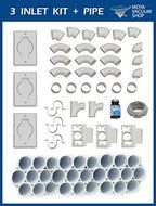 Central Vacuum 3-Inlet Installation Kit &amp; 80 feet of Pipe All in a Box