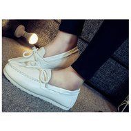 KAKA(TM) Girl Women Spring Autumn Causal Round Toe Shoes Slip-On Flat Black 37 N14