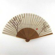 Iwalouges Japanese Silk Handheld Fan, with Bamboo and Dragonflies