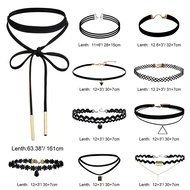 Coosmile 2016 New 10 Pieces Choker Necklace for Women Girls, Black Classic Velvet Stretch Gothic Tattoo Lace N3