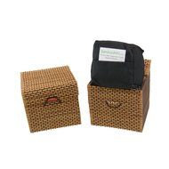 BambooMN Brand - Granulated Bamboo Charcoal Odor Absorber in Decorative 4&quot; Box, Green and Brown 4pc N8