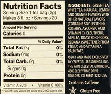 Celestial Seasonings Antioxidant Supplement Green Tea Bags, 20 ct, 3 pk N2