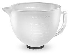 KitchenAid K5GBF Tilt-Head Frosted Glass Bowl with Measurement Markings and Lid, 5-Quart