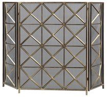 49" Decorative Silver Champagne Hand Forged Geometric Fireplace Screen