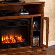 Brown Oak Finish Wildon Home Remote Control Delaney Infrared Electric Fireplace Media Console For TV's Up To 45" N2