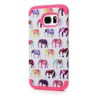 Badalink Galaxy S7 Edge Case Soft TPU Shockproof Rubber Skin Gel Inner Case + Full Edge Easy Grip Cute Elephants... N19