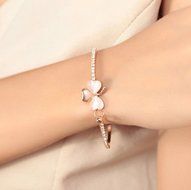 Generou Charm Women Flower Crystal Gold Plated Cuff Bracelet Bangle Jewelry Gift N4