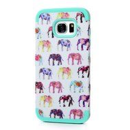 Badalink Galaxy S7 Edge Case Soft TPU Shockproof Rubber Skin Gel Inner Case + Full Edge Easy Grip Cute Elephants... N21