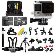GoPro HERO4 Silver Edition +64GB SanDisk +2 Battery +30pcs ALL you need Pro Kit!