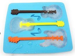 DGI MART Party Supplies 3-cavity Cute Lovely Funny Guitar Shaped Ice Cake Chocolate Sugar Silicone Mini Cube Craft...