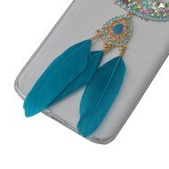 HTC Desire 626 Case,Yaheeda 3D Pearls Sparkle Plume Feather Chain Fashion Bling PC Hard Case for HTC Desire 626 N58