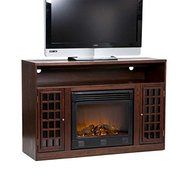 Espresso Media Tv Stand Console Electric Fireplace Mantle