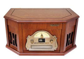Boytone BT-25MB 8-in-1 Natural Wood Classic Turntable Stereo System with Bluetooth Connection, Vinyl Record Player...