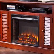 Leven 48 in. Portable Free Standing Traditional Electric Indoor Wood Burning Fireplace in Classic Mahogany, with... N3