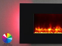 PuraFlame 47" Rossano, Wall Mounted, Flat Panel Electric Fireplace Heater with Remote, 1500W, Black N5